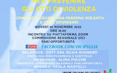 Giornata internazionale per l’eliminazione della violenza contro le donne – incontro su piattaforma ZOOM – giovedì 24 novembre 2022 ore 16:00